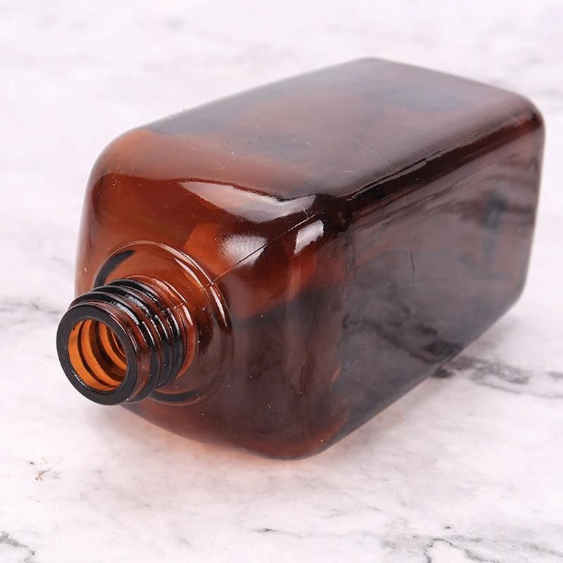 10-100ml Square Amber Glass Dropper Bottle Lotion Pump Bottle Serum Cosmetic Bottle