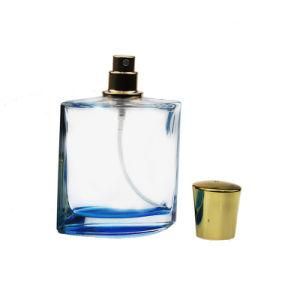 Perfume Bottle Glass Empty Bottle Blue Square 100ml Cosmetic Spray Bottle