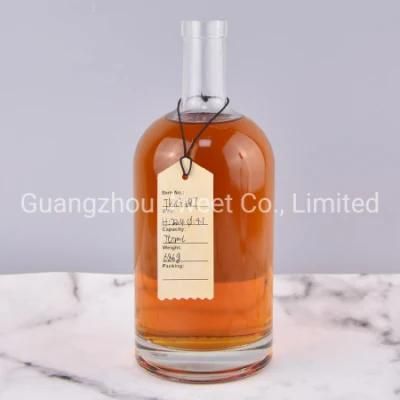 750ml Glass Whisky Bottle Empty Round Wine Whisky Glass Bottle