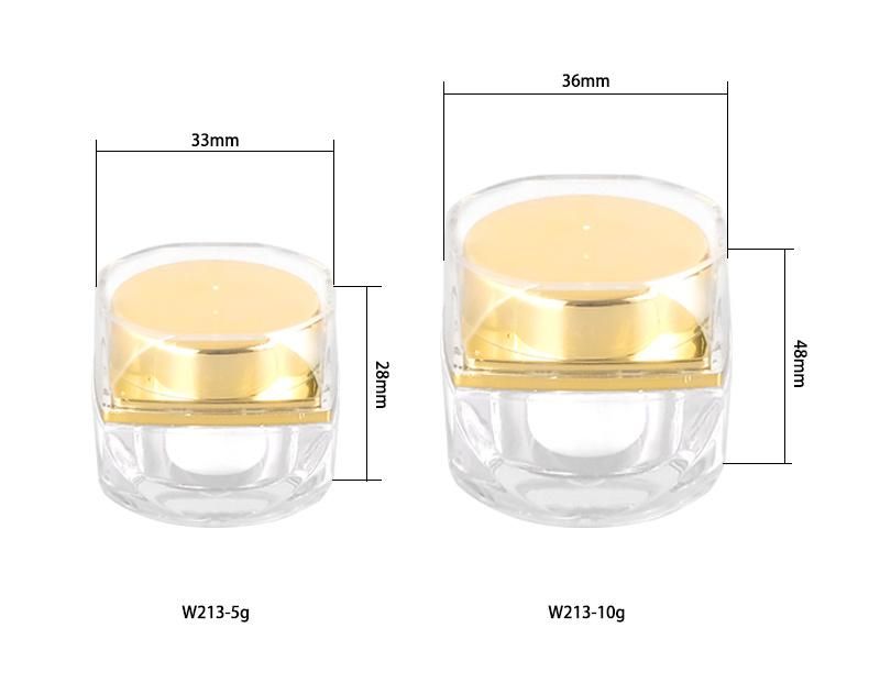 5g 10g Luxury Clear Empty Lip Balm Plastic Jar for Lip Balm with Gold Cap