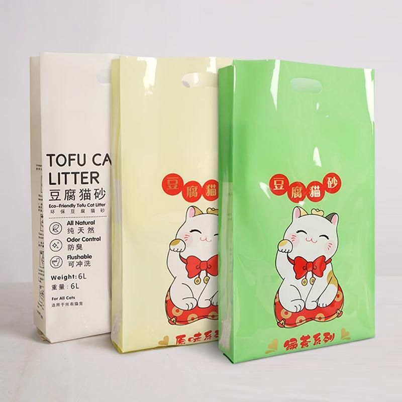 Good Quality Plastic Tofu Cat Litter Sand Bag with Clear Window Colorful Logo Printing Design