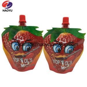 Beverage Irregular Friuts Shape Plastic Bag Baby Fruit Juice Plastic Packaging Bag with Spout