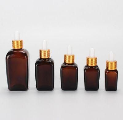 30ml 50ml Square Amber Essential Oil Glass Bottle with Dropper