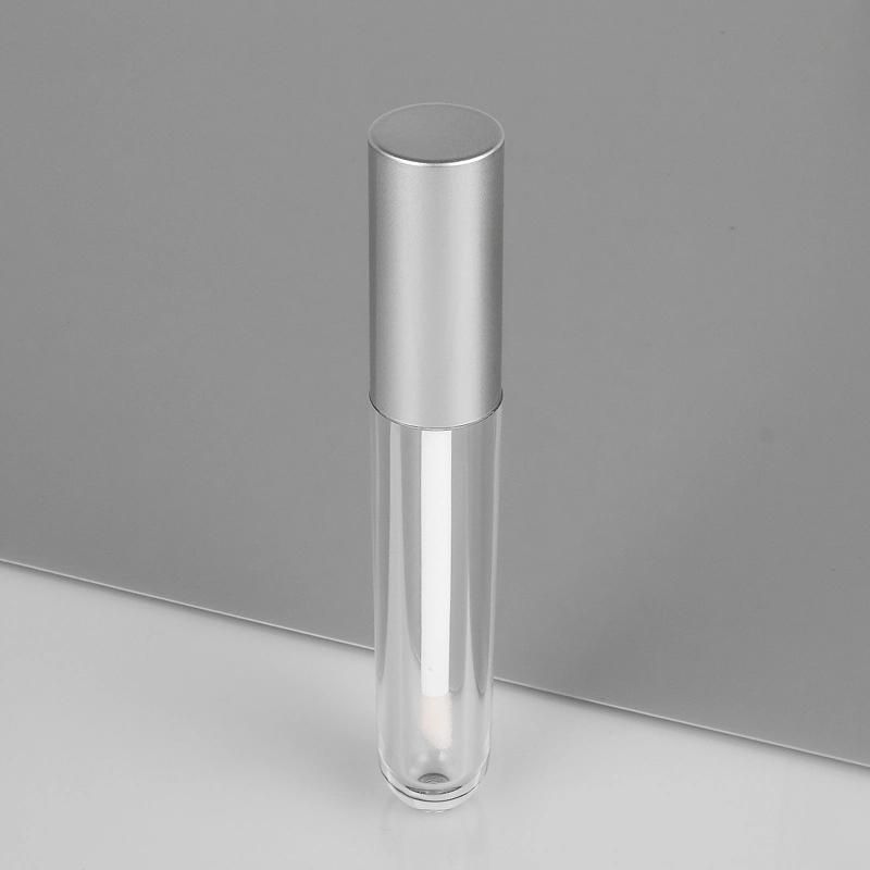 Hot-Sale Cosmetic Round Lip Gloss Tube Packaging with Brush Sliver Customized Empty Lip Gloss Containers Tube