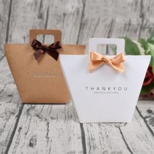 Gift Box Solid Color Simple Hand Gift Color Printing Spot Portable Kraft Paper Bronzing Wedding Candy Packaging Gift Bag