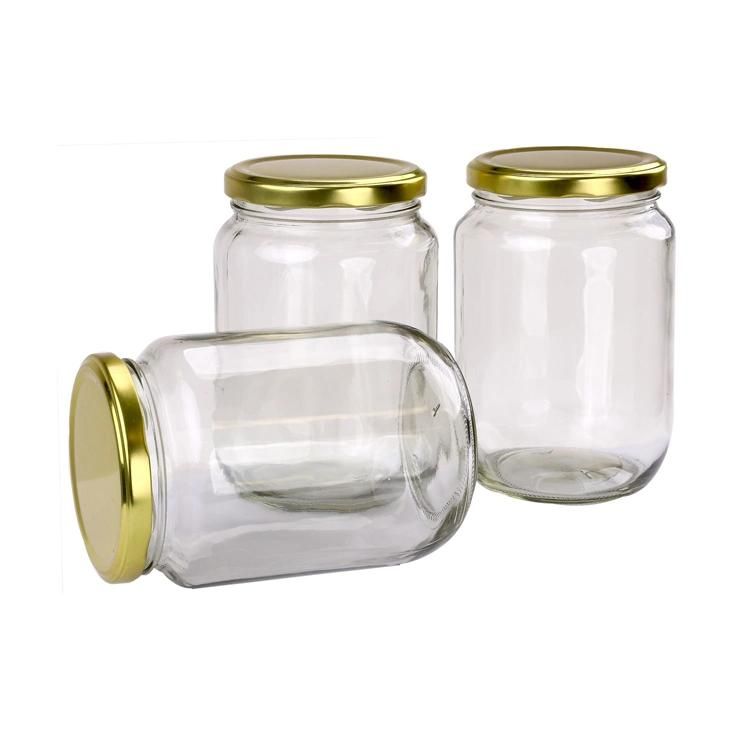 12oz 8oz 16oz Round Clear Cylinder Wide Mouth Honey Glass Food Storage Jar with Screw Lid