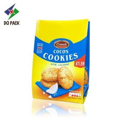 Dq Pack Custom Logo Mylar Bag Snack Packaged Bag Quad-Seal Flat Botttom Sealing Packaging Bag for Biscuit Packaging