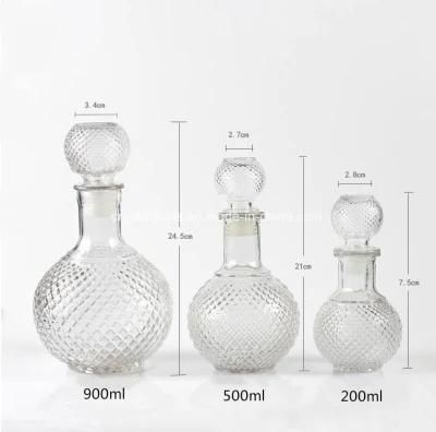 Top Grade Vodka Glass Bottle Round Wine Glass Containers 200/500/900ml