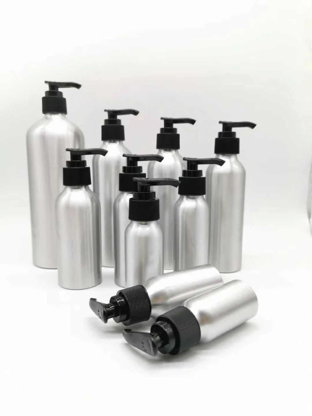 1000ml Aluminum Bottle with Gloosy Black Lotion Pump for Shampoo Hair Care Packaging