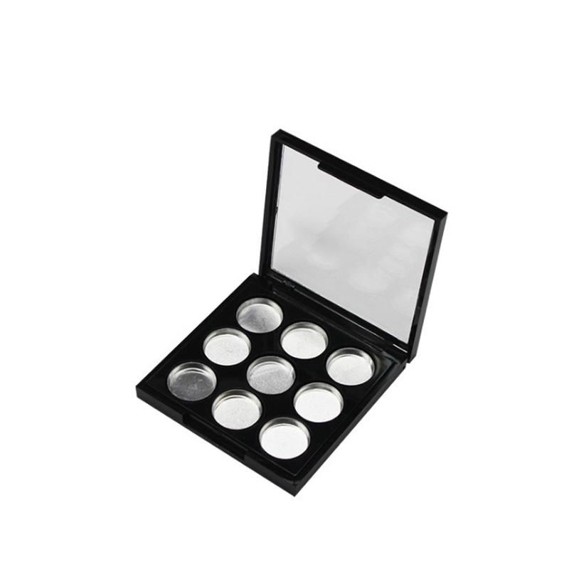 9 Pan Black Compact Custom Design Square Eyeshadow Packaging Palette Case Custom Logo Accepted with Mirror