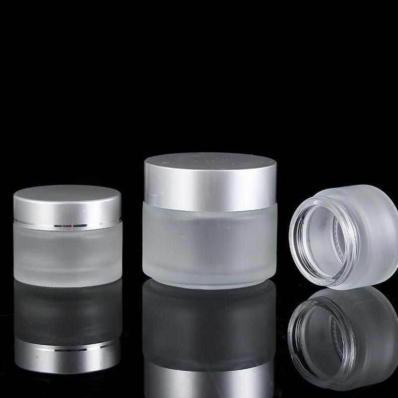 Frosted Glass Refillable Ointment Bottles Empty Cosmetic Jar Pot Eye Shadow Face Cream Container 5/10/15/20/30/50/100g