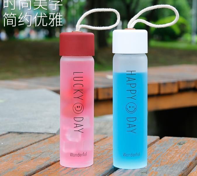 My Bottle Style Frosted Water Glass Bottle Beverage Drinking Bottle with Plastic Cap of 350ml/500ml in Stock