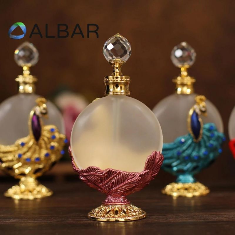 Colorful Peacock Style Attar Oud Glass Bottles for Malaysia MID East Mullins Perfume