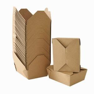 Wholesale Disposable Leakproof Kraft Paper Takeaway Boxes Custom Services Food Take out Paper Box