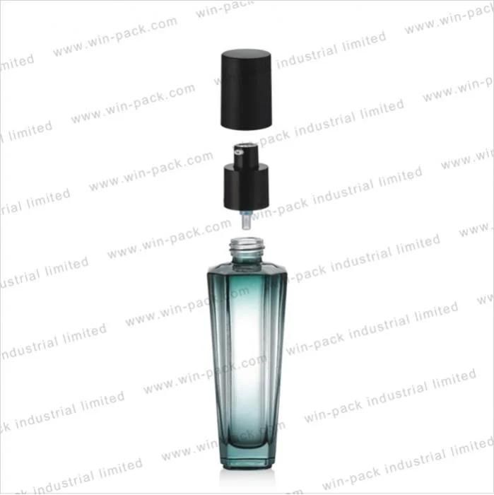 Gradual Skin Care Private Logo Lotion Glass Pump Bottle in Factory Price High Quality with Polygon Shape