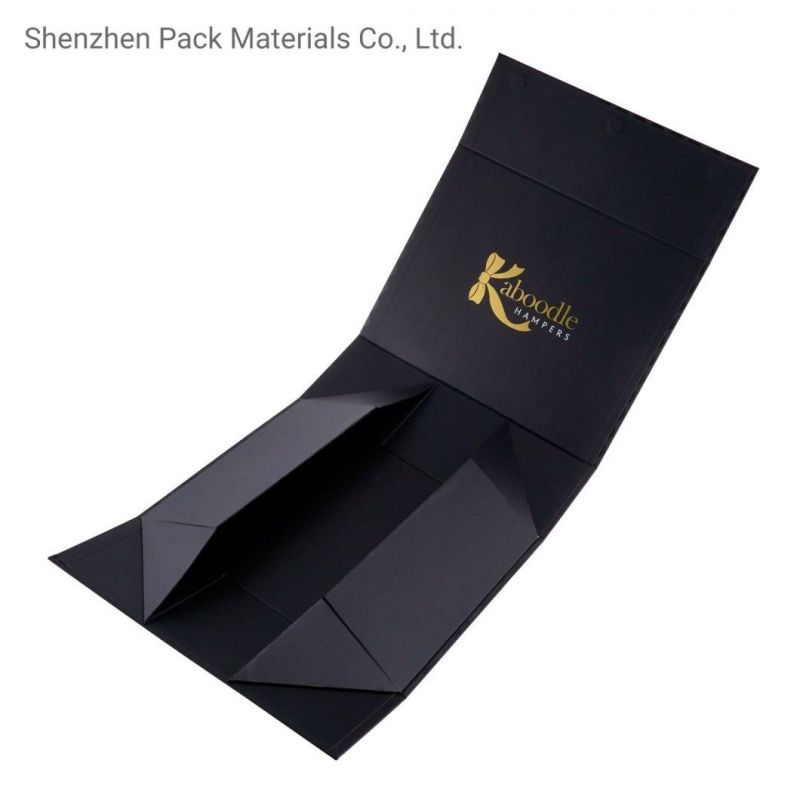 Black Matt Folding Magnetic Logo Custom Packaging Foldable Hardness Luxury Gift High Garment Shoes Box