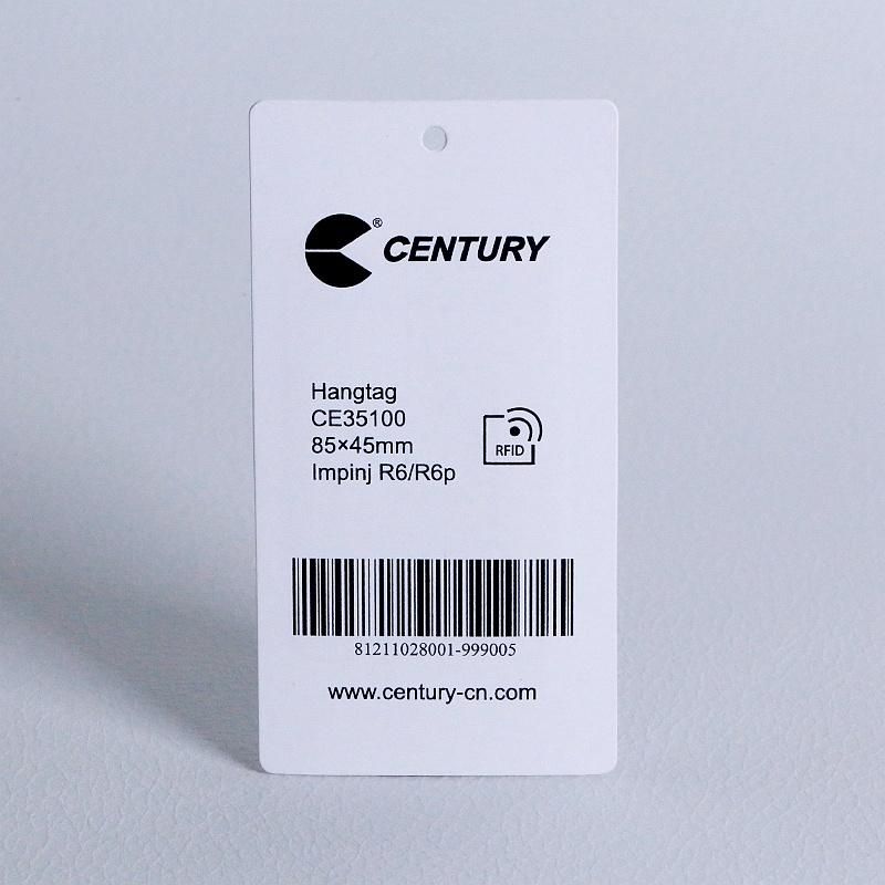 Garment Accessories PVC RFID Shipping Tags Custom Hangtag Debossed Logo Printed Matte White Paper Hang Tag