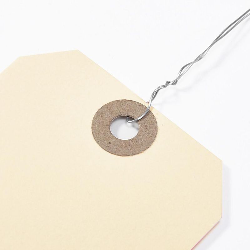 Custom Reinforced Eyelet Blank Manila Shipping Tags with Wire (MT5S-W-1)