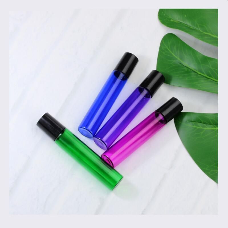 10ml Colorful Glass Bottle Roll on Empty Fragrance Perfume Essential Oil Bottles with Stainless Steel Roller Ball Container