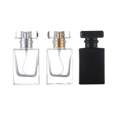 Wholesale Black Spray Bottle Empty Glass 30ml Luxury Clear Square Perfume Bottles Fragrance Bottle