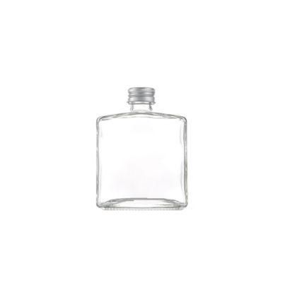 200 Ml Transparent Flat Juice Beverage Milk Tea Glass Bottle with Screw Cap