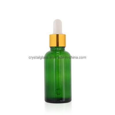 Green Pipette Bottle Essential Oil Glass Bottle 10ml 30ml 50ml with Dropper Wholesale