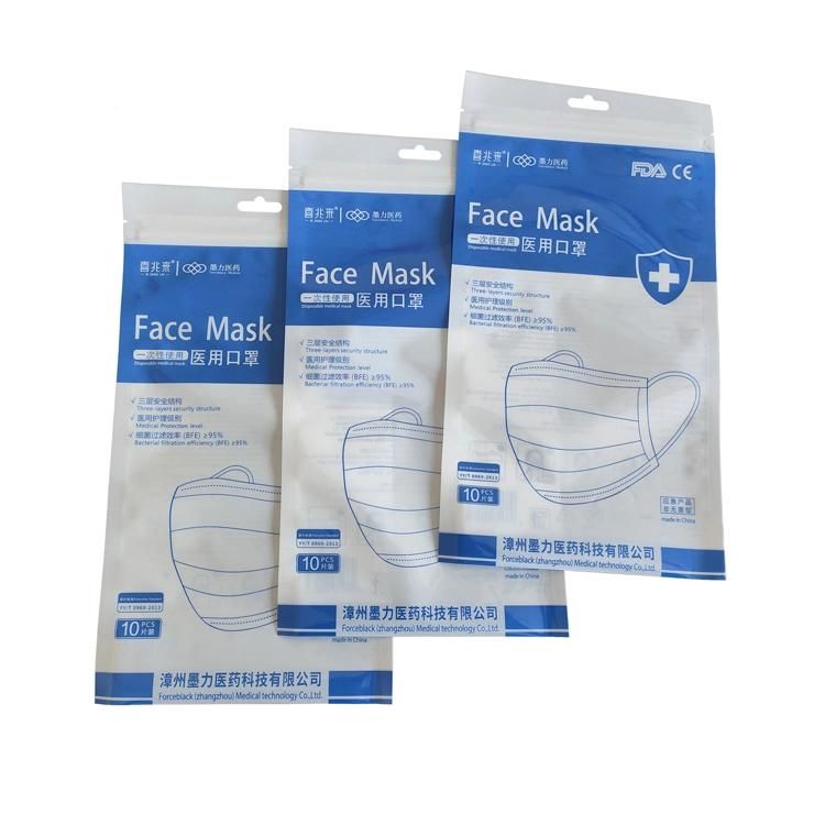 Eco Friendly Custom Made Logo Face Mask Bags Reusable Clear Face Mask Plastic Storage Packaging Bag