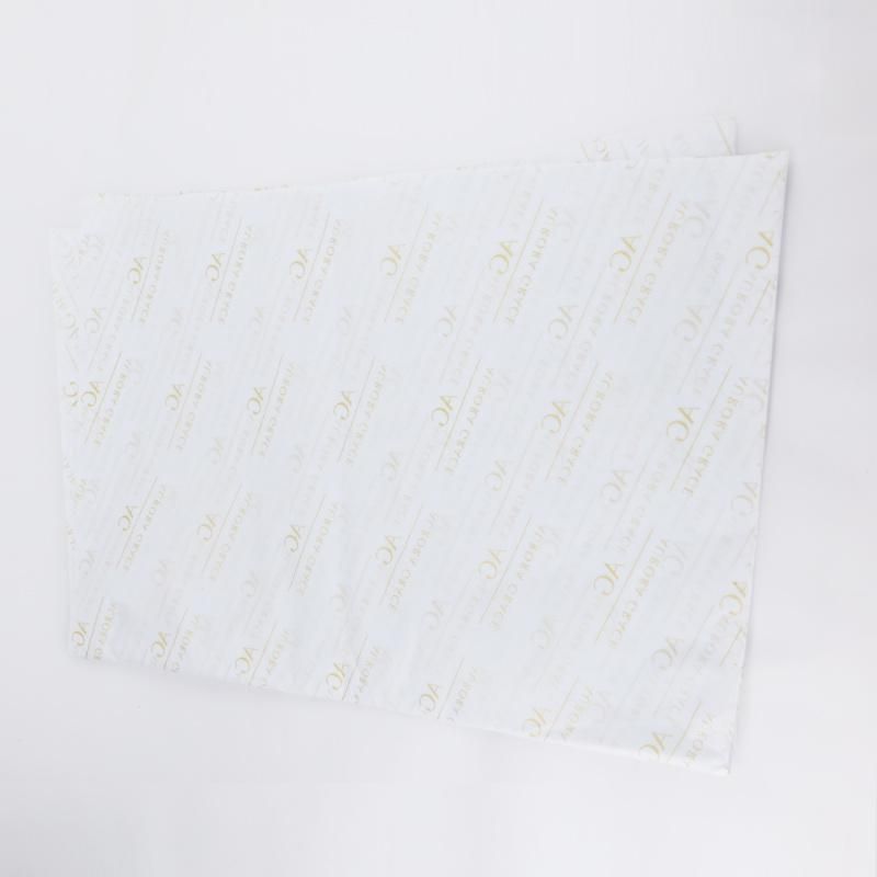 Gold Color Printed Logo White Tissue Wrapping Paper