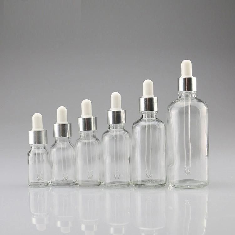 50ml 18/410 Dropper with Transparent Amber Glass Bottle Jar of Packaging Oil Water Perfume Cosmetic Medicine Juice