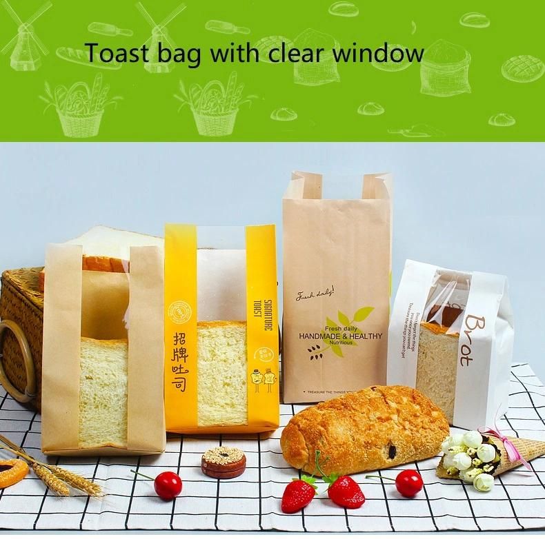 Toast Bag with Clear Window Paper Bag Plastic Bag