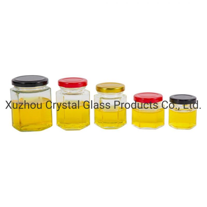 High Quality 2oz 4oz 5oz 6oz 10oz 12oz High Hexagon Empty Food Grade Jam Honey Glass Jar with Lid