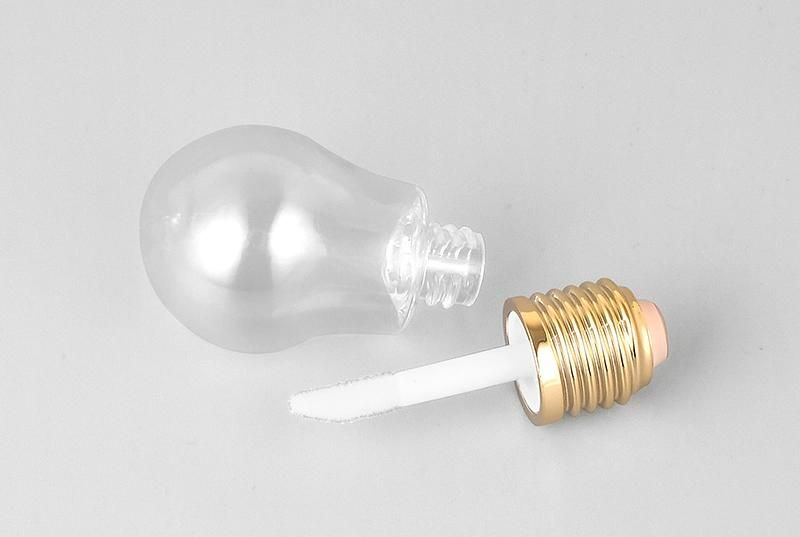 Special Novelty Gold Silver Light Bulb Shape Empty Liquid Lipstick Tubes Packaging Plastic Lip Gloss Tube with Brush