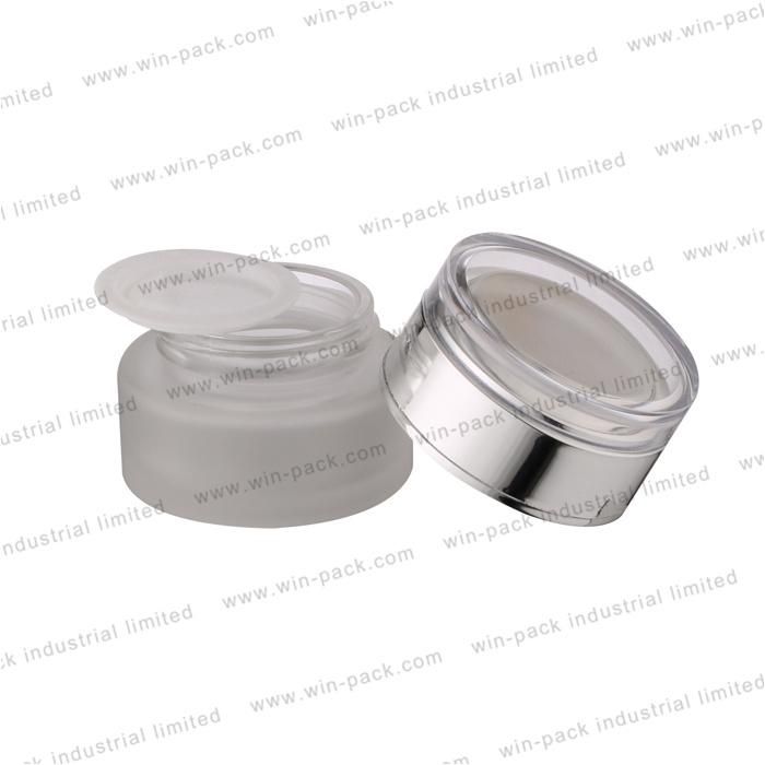 15g 30g 50g Cosmetic Packaging Round Glass Face Cream Jar with Plastic Cap