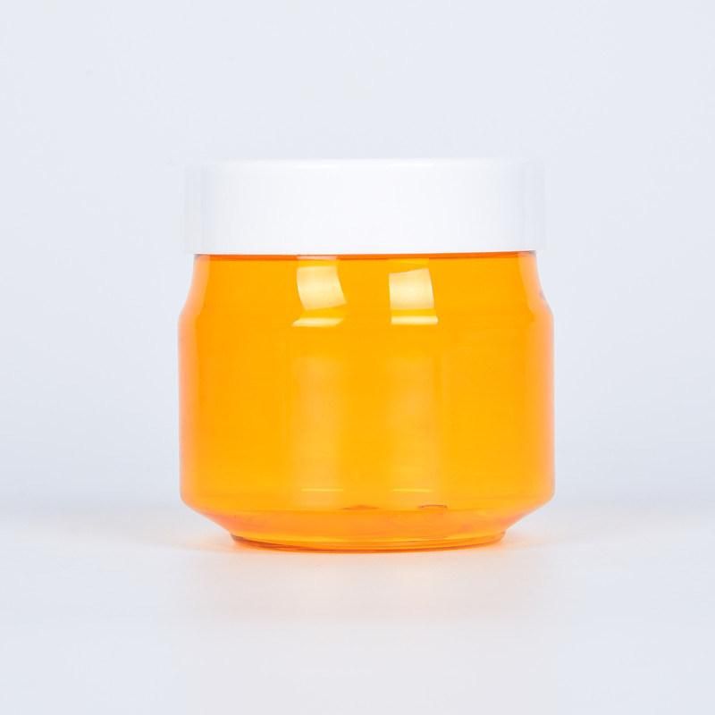 Empty Plastic Skincare Packaging 250ml Orange Cosmetic Body Scrub Cream Jar