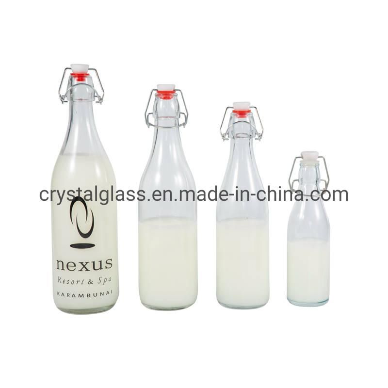 Customize Printing 8oz Airtight Glass Ferment Bottle with Clip Cap