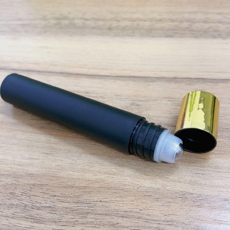 3ml 5ml 8ml Matte Black Plastic Roll on Bottle W/Golden Plastic Cap