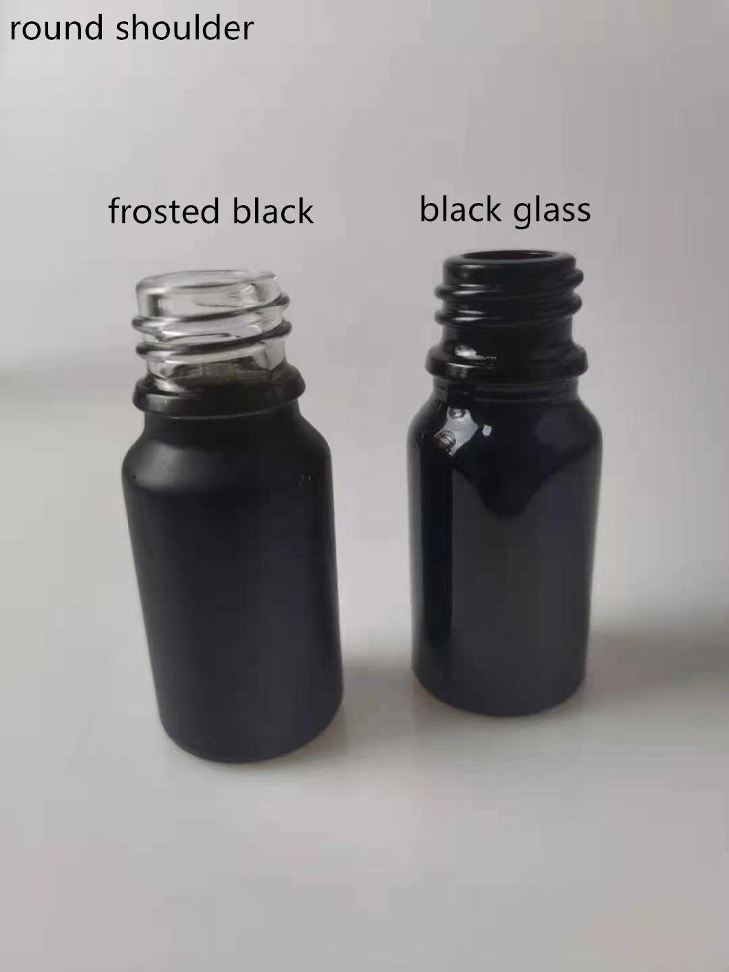 30ml Flat Shoulder Shiny Glossy Original Material Black Glass Dropper Bottle Empty Perfume Bottle Essential Oil Bottle