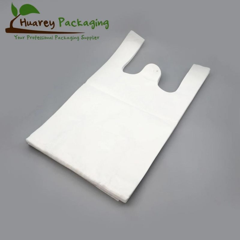 HDPE Plain White Plastic T-Shirt Shopping Bag for Supermarket