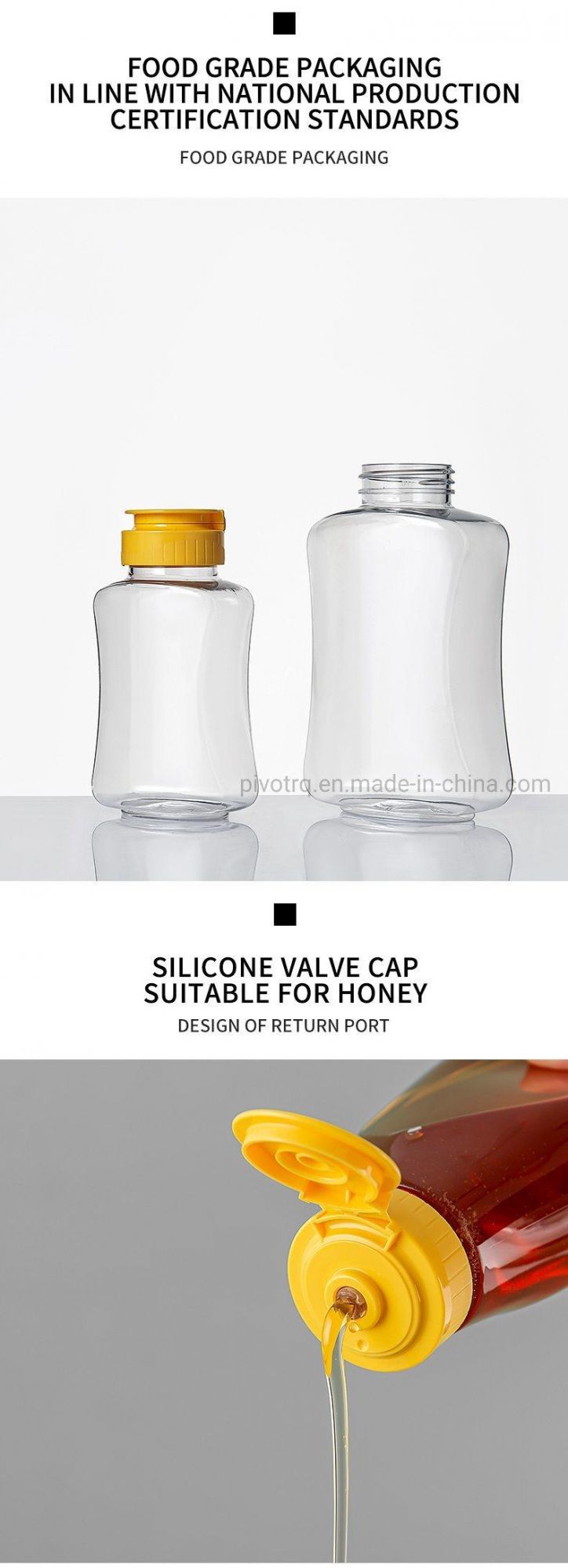 500g Plastic Honey Bottle Empty Jar for Honey with Silicone Valve Cap