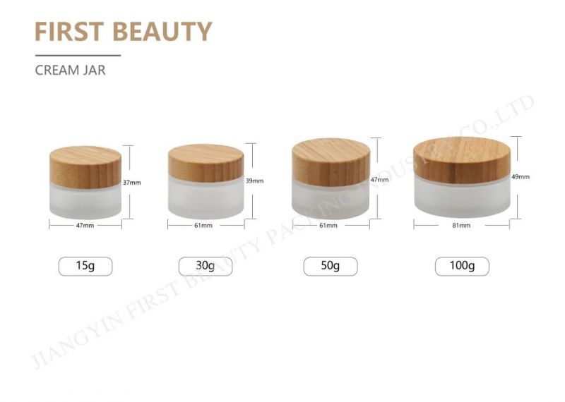 Bamboo Cosmetic Jar of Face Cream Glass Container