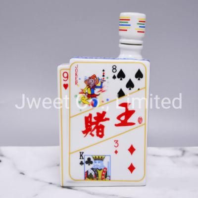 700ml Wholesale Playing Cards Flat Empty Ceramic Wine Vodka Bottles