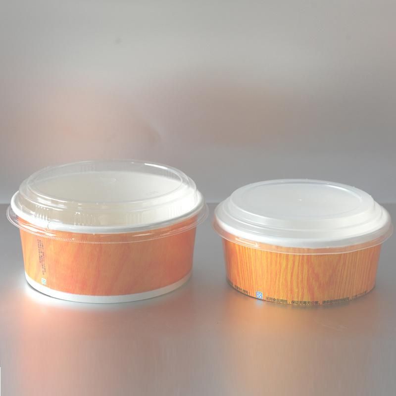 Customized Food Packing Container Kraft Salad Bowl with Paper/PP/Pet/PLA Lid