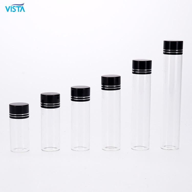 Vista 50ml 80ml 90ml 100ml High Borosilicate Glass Bottle with Black Plastic Cap