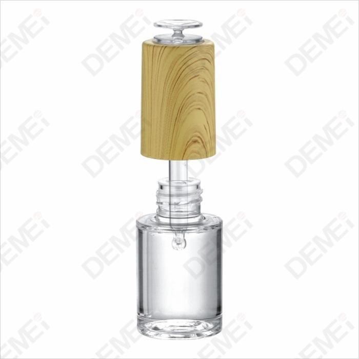 20ml Cosmetic Packaging Clear Round Glass Dropper Bottles with Wood Grain Press Button Pipette Dropper Cap