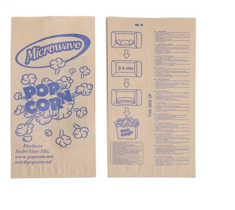 Food Grade Microwave Popcorn Kraft Paper Bag Custom with Logo