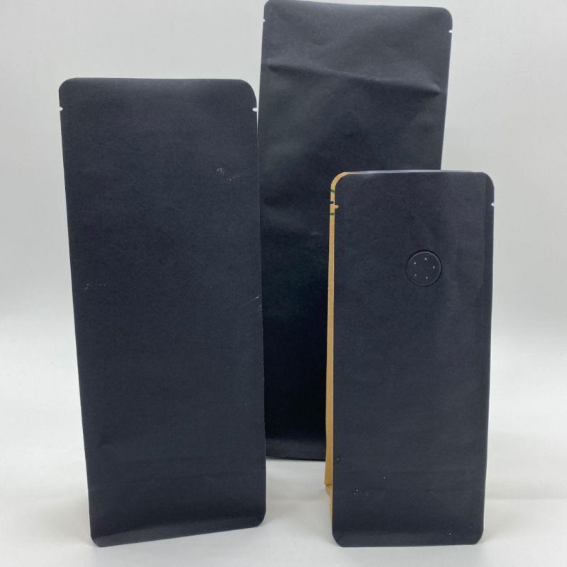 250g Flat Bottom Kraft Paper Green Coffee Bag Eco-Friendly Kraft Bag for Coffee