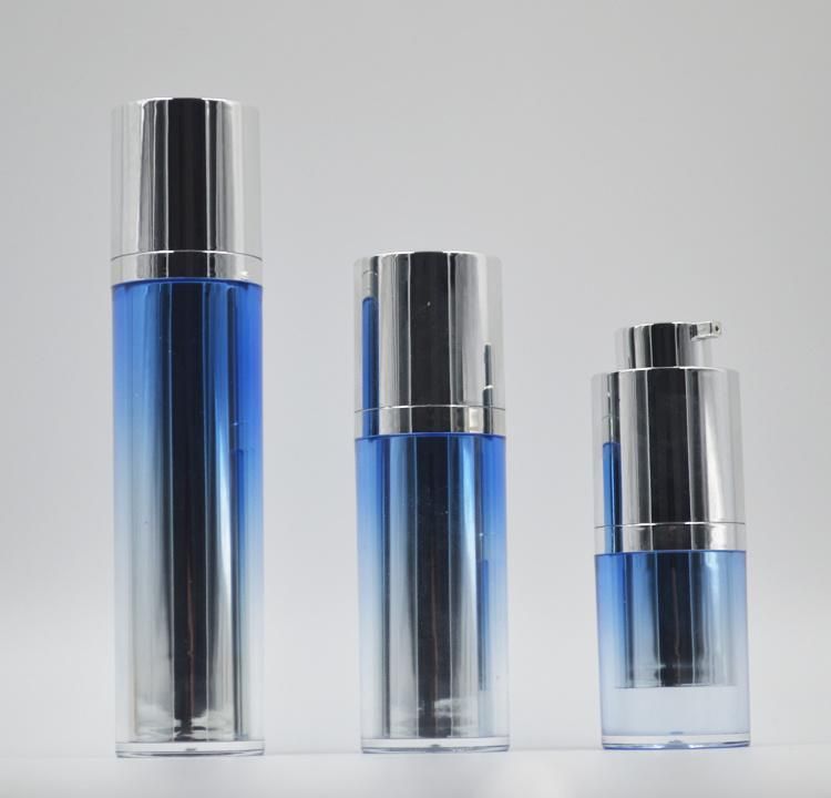 30ml 50ml 100ml Plastic Customized Airless Bottle for Cosmetic Packaging Blue Acrylic Bottles with Lotion Pump