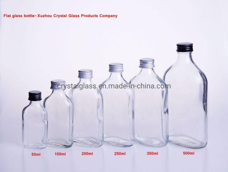 50ml 100ml 200ml 250ml Small Capacity Flat Glass Fresh Cold Brew Coffee Bottle with Aluminium Lid