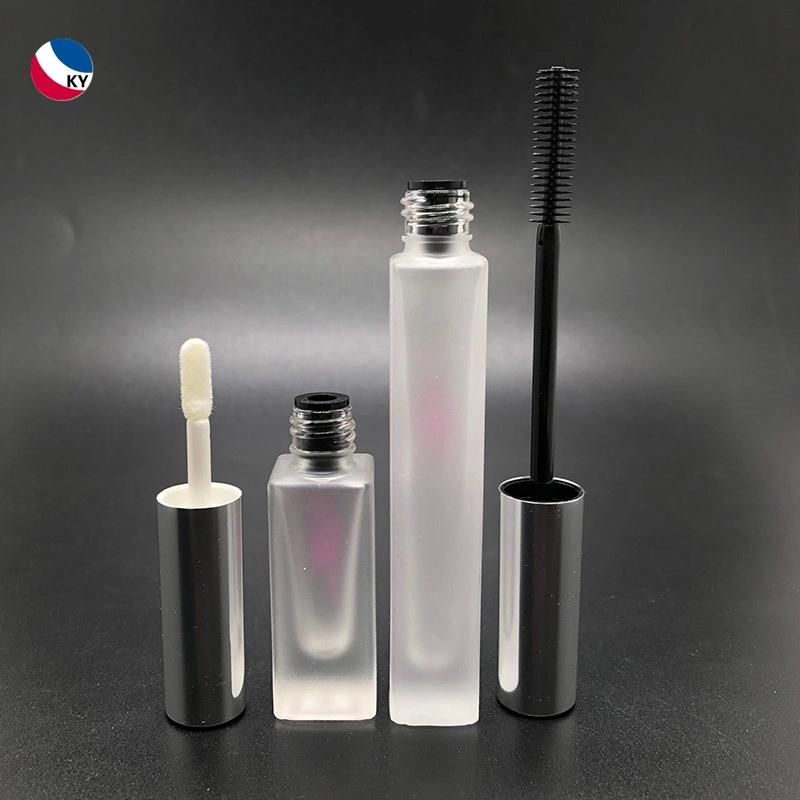 10ml Glass Lipgloss Eyeliner Tube Silver Cap Square Glass Mascara Bottle Empty Container