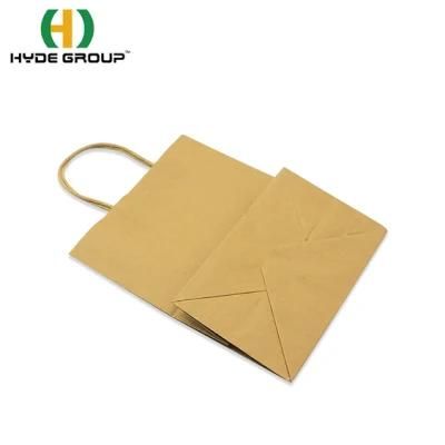 Brown Kraft Paper Bag with Twisted Handle for Shopping Lunch Takeaway